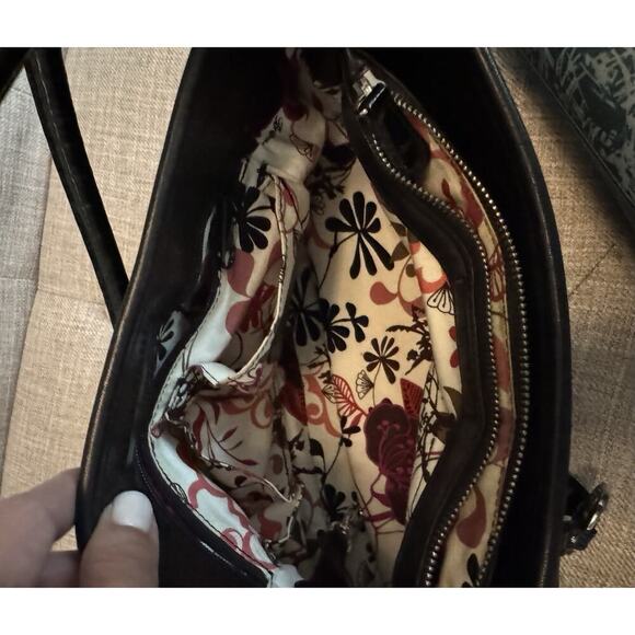 BRIGHTON Crocs Embossed Belted Black Patent Leather Shoulder Bag - Picture 13 of 14